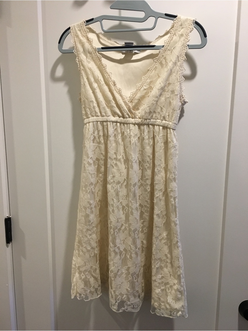Pinky Cream Lace Mini Dress - V-Neck - Size S